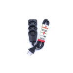 EXTENSAO TRIPLA 3 METROS 2P+T PRETA MEGATRON