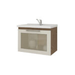 ARMARIO HIBISCO 60CM AMENDOA/BR PORT VIDRO REFLECT MGM